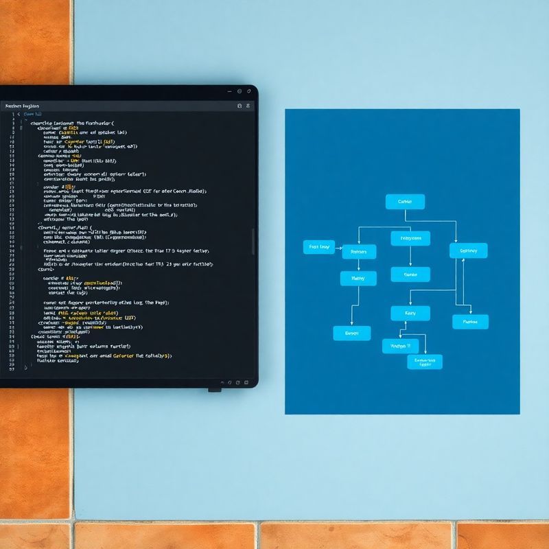 Editor de código Python junto a un diagrama de flujo de estrategia